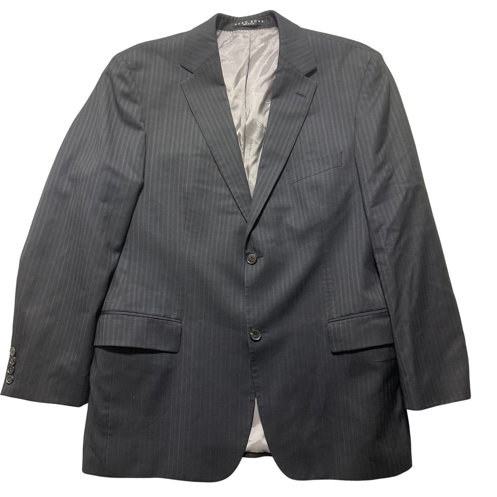 HUGO BOSS Mens Striped Wool Suit Jacket Blazer Pasolini Movie US‎ Made Size 44 R